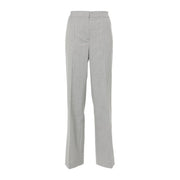 Twinset women wool blend light gray trousers with a subtle textured weave and tailored straight-leg fit zip button closure