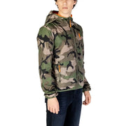 US Polo Assn. Herrenblazer, klassische Passform, Baumwollmischung, Größe L, Camouflage-Kapuzenjacke mit orangefarbenen Reißverschlüssen und Logo