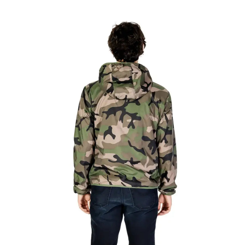 US Polo Assn. Herrenblazer, klassische Passform, Baumwollmischgewebe, Kapuze, grün-beige-schwarzes Camouflage-Muster