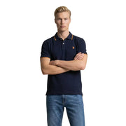 Navy blue u.s. polo assn. men polo shirt classic fit cotton with gold trim and small embroidered chest logo size l