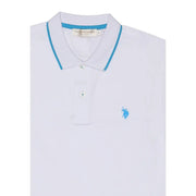 White u.s. polo assn. men polo shirt classic fit made of cotton size large showing the back side of the shirt