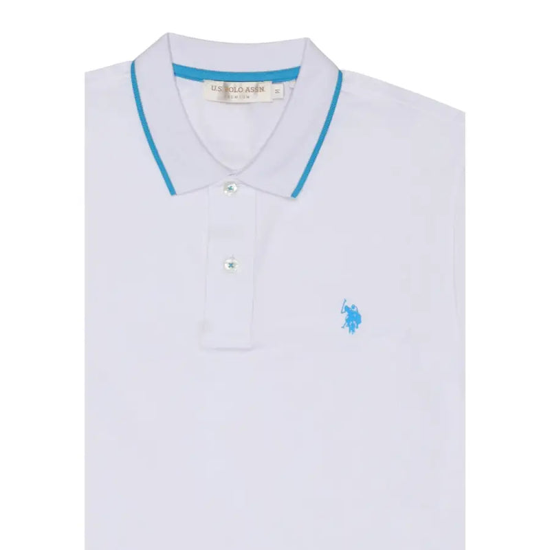 White u.s. polo assn. men polo shirt classic fit made of cotton size large showing the back side of the shirt