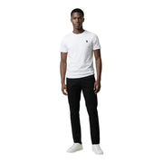 White short-sleeved cotton t-shirt with small embroidered U.s. Polo Assn. logo on the left chest for men