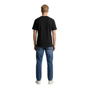 Black short-sleeved cotton crew neck t-shirt for men in classic medium fit by U.S. Polo Assn