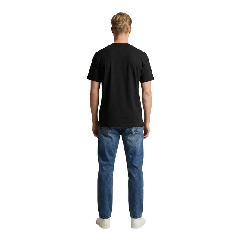 Black short-sleeved cotton crew neck t-shirt for men in classic medium fit by U.S. Polo Assn