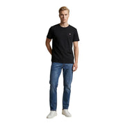 Black cotton u.s. polo assn. men t shirt classic fit with short sleeves and embroidered logo on left chest