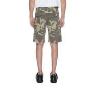 U.S. Polo Assn. shorts for men in olive and beige camouflage with multiple pockets and durable fabric, front view