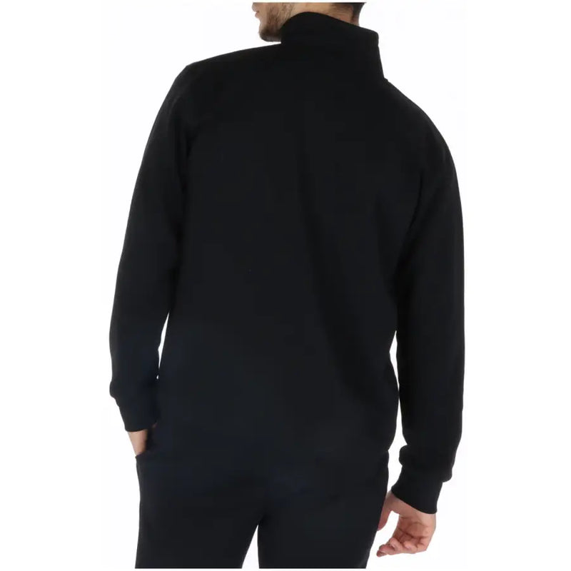 Black long-sleeved zip-up jacket with high collar from the U.S. Sweatshirts Collection ideal for casual wear