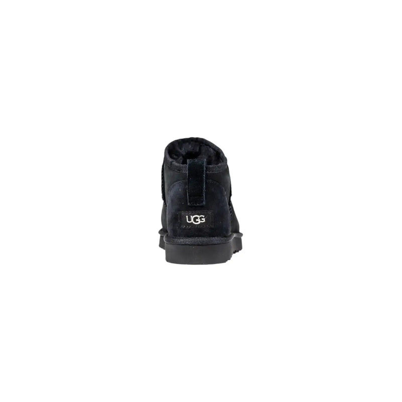 Schwarze Ugg Herren-Lederstiefel zum Hineinschlüpfen, klassische Schuhe mit weichem Innenfutter und von hinten sichtbarem Wildleder-Außenmaterial