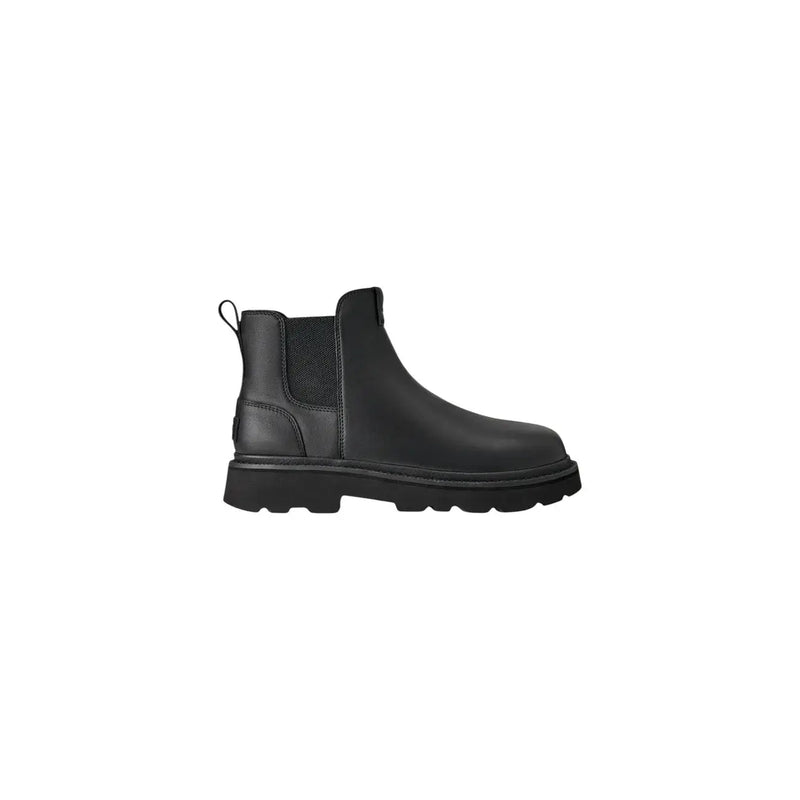 Ugg Herren-Chelsea-Boots aus Leder, schwarz, klassischer Stil mit elastischen Seiteneinsätzen und dicker Gummisohle