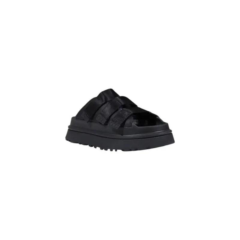 UGG Women Black Faux Leather Slippers Spring Summer
