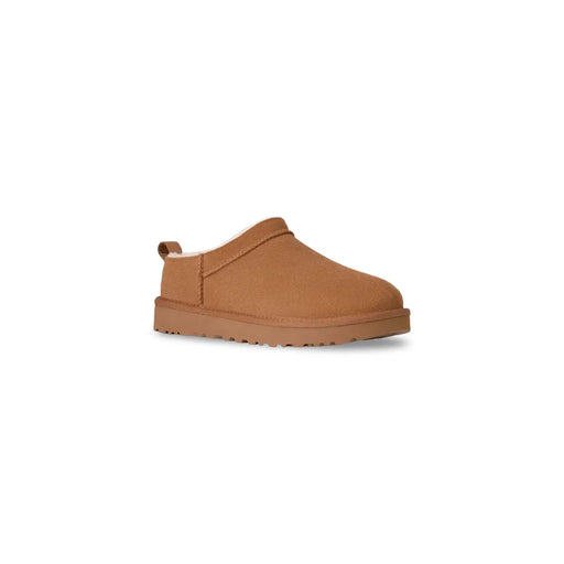 Beige UGG Damen-Lederslipper mit weichem Innenfutter und dicker Sohle für Frühling und Sommer