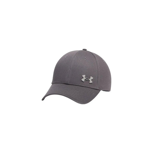 Under Armour cap for men in gray with subtle textured fabric and small silver logo, front view