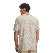 Under armour men beige and white tie dye short-sleeved t shirt regular fit cotton blend front view