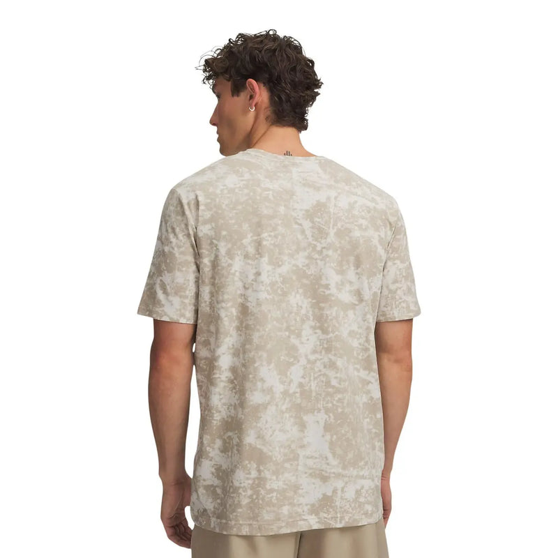 Under armour men beige and white tie dye short-sleeved t shirt regular fit cotton blend front view