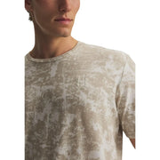 Under Armour men beige tie-dye t shirt regular fit cotton blend with subtle embroidered logo on the chest