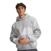 Under armour Schwarzer Herren-Fleece-Hoodie aus Baumwollmischgewebe mit dezentem, hellgrauem Wellenstreifenmuster auf Vorderseite und Ärmeln