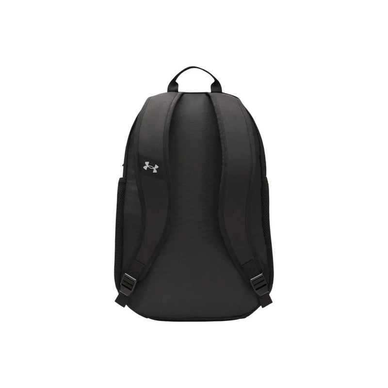 Under armour men black print rucksack made of polyester with a sleek minimalist design and subtle side logo
