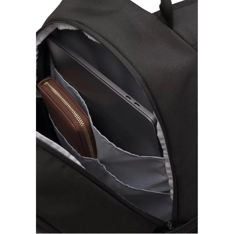 Under Armour men black print rucksack polyester laptop backpack with gray lining, zippered compartment, wallet, and laptop