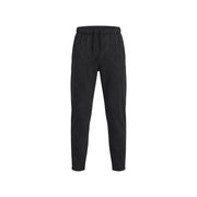 Under armour men fleece joggers in black cotton blend with elastic waistband and drawstring front view