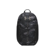 Under armour men hustle sport 6.0 backpack grey 26l with black and gray camouflage pattern and sleek modern design