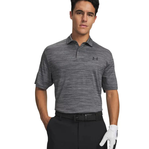Under Armour Herren-Poloshirt, grau, kurzärmelig, aus Polyester mit dezentem Strukturmuster und Logo auf der Brust