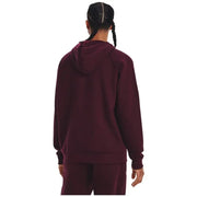 Maroon Under Armour men hooded sweatshirt with ribbed cuffs and hem featuring a relaxed fit for fall winter use
