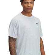 Under Armour men t shirt grey polyester light blue short sleeve with black logo on chest