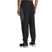 Under Armour men trousers black athletic joggers with gray side panel elastic waistband and drawstring closure