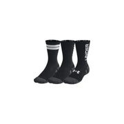 Under armour men underwear black crew socks with white branding and gray accents designed for athletic use