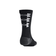 Under Armour men underwear black athletic sock with white logo and gray reinforced heel for enhanced durability