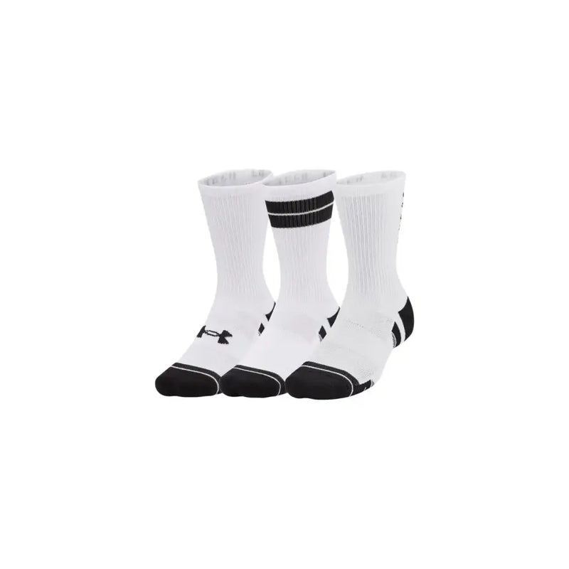Under armour men underwear white athletic socks with black accents and logo detailing for sports use