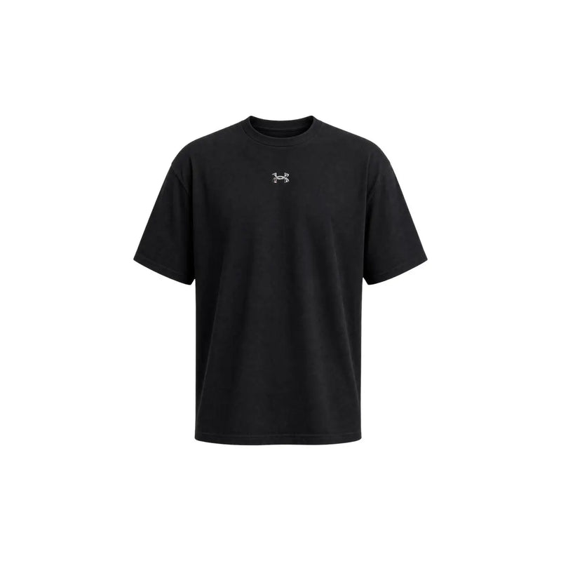 Under Armour mens black cotton t shirt classic fit with a small white logo on the chest