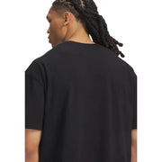 Under armour mens black cotton t shirt classic fit with short sleeves and relaxed fit front view