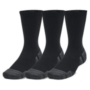 Under armour men’s fall winter socks black athletic socks with gray reinforced heel toe and ribbed cuff visible from back