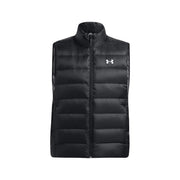 Under armour puffer vest legend down for men in black with quilted design and high collar, front view