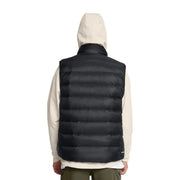 Under Armour puffer vest Legend Down for men in black quilted design with hood, front view