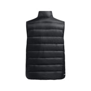 Under Armour puffer vest Legend Down for men in black with quilted high collar and horizontal stitching, front view