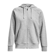 Light gray zip-up hooded sweatshirt with front pockets by Under Armour for women