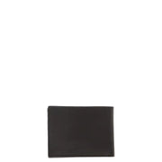 Dark brown leather bi-fold wallet with interior pockets for men