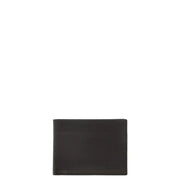 Ungaro brown mens wallet in black leather with subtle stitching and embossed logo on lower right corner shown from back