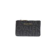 Black Valentino zippered coin case wallet with subtle gray print