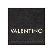 Black textured leather valentino satchel shoulder bag with silver toned logo in polyurethane w19cm for women