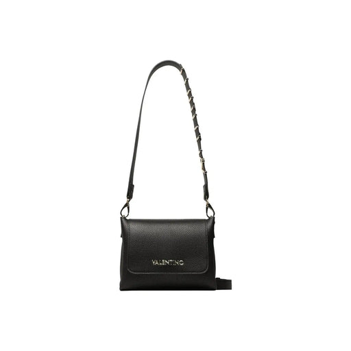 Schwarze Valentino-Umhängetasche aus strukturiertem Leder mit Kettenriemen und Nieten, Schultertasche aus Polyurethan, B 19 cm
