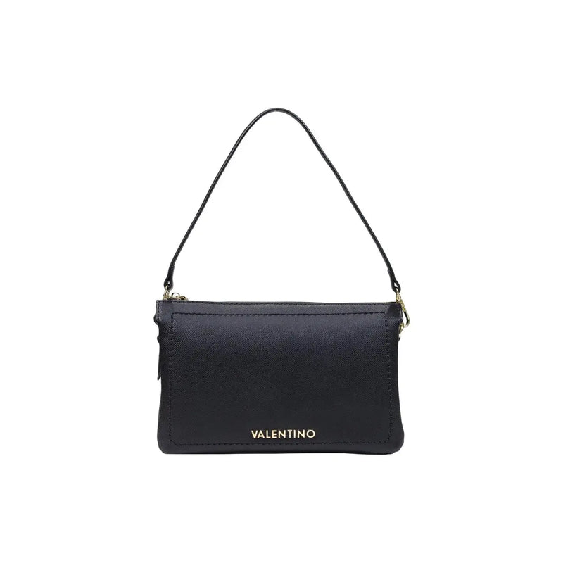 Black Valentino shoulder bag with textured synthetic leather and gold-tone hardware for women W34 x H29 x L15 cm