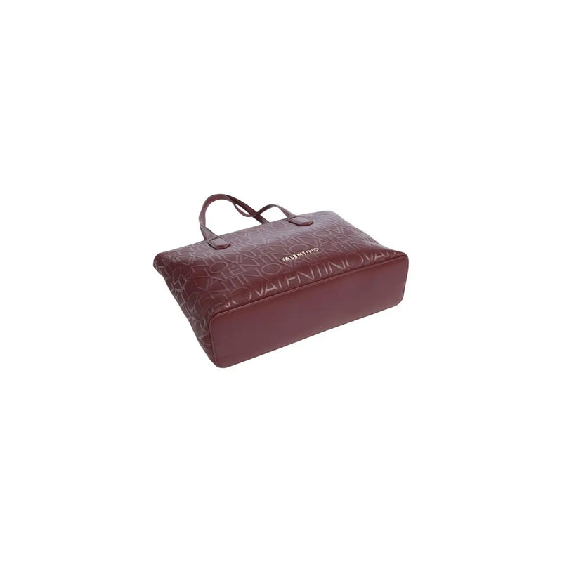 Valentino bags women bordeaux handbag synthetic leather tote with embossed logo pattern and subtle front brand name