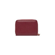 Valentino bordeaux zip wallet for women, compact deep red textured design