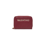 Burgundy textured leather Valentino zip wallet with gold hardware