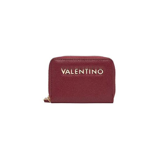 Burgundy textured leather Valentino zip wallet with gold hardware