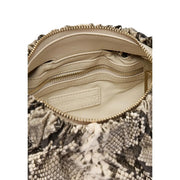 Beige snake-print leather Valentino handbag with gold-tone zippers and branded interior label W31 x H14 cm